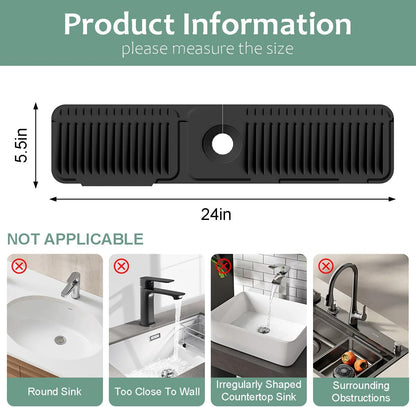 24 Inch Upgraded Draining Mat Folding faucet Mat for Bathroom Sink Splash Guard 7° Slope with Button Lock Water Draining Pad for Kitchen Bathroom Bar(Pink)