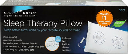 Sound Oasis Pillow Speakers, 2 UltraThin Stereo Speakers, Volume Control, Surround Sound for Music, Sleep, Tinnitus Masking, Connect to External Sound Source with 1/8" 3.5mm Headphone Jack Plug, White