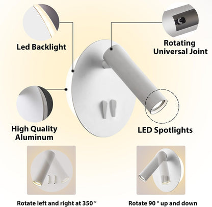 ZEROUNO Hardwired Sconces Wall Mounted Reading Lights with Switch LED Wall Lighting for Bedroom Bedside Lamps (Black)