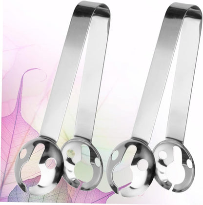 Mikinona 2pcs Stainless Steel Tea Bag Holder Strainer Heat Resistant Tea Tools for Slotted Spoon Squeezer Kitchen Accessories