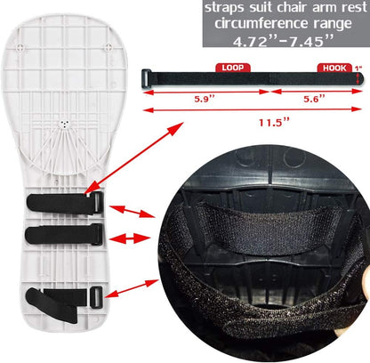 Home Office Computer Arm Rest Chair Armrest Mouse Pad Mat Wrist Support Black (Please Measure Chair arm Rest Size and Confirm Our Straps Size Before Ordering)
