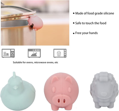 3PCS Spill Proof Lid Lifter, Silicone Cute Anti Overflow Pot Watcher Spill Stopper Pot Boil over Preventer for Pot Lid & Cute Kitchen Accessories