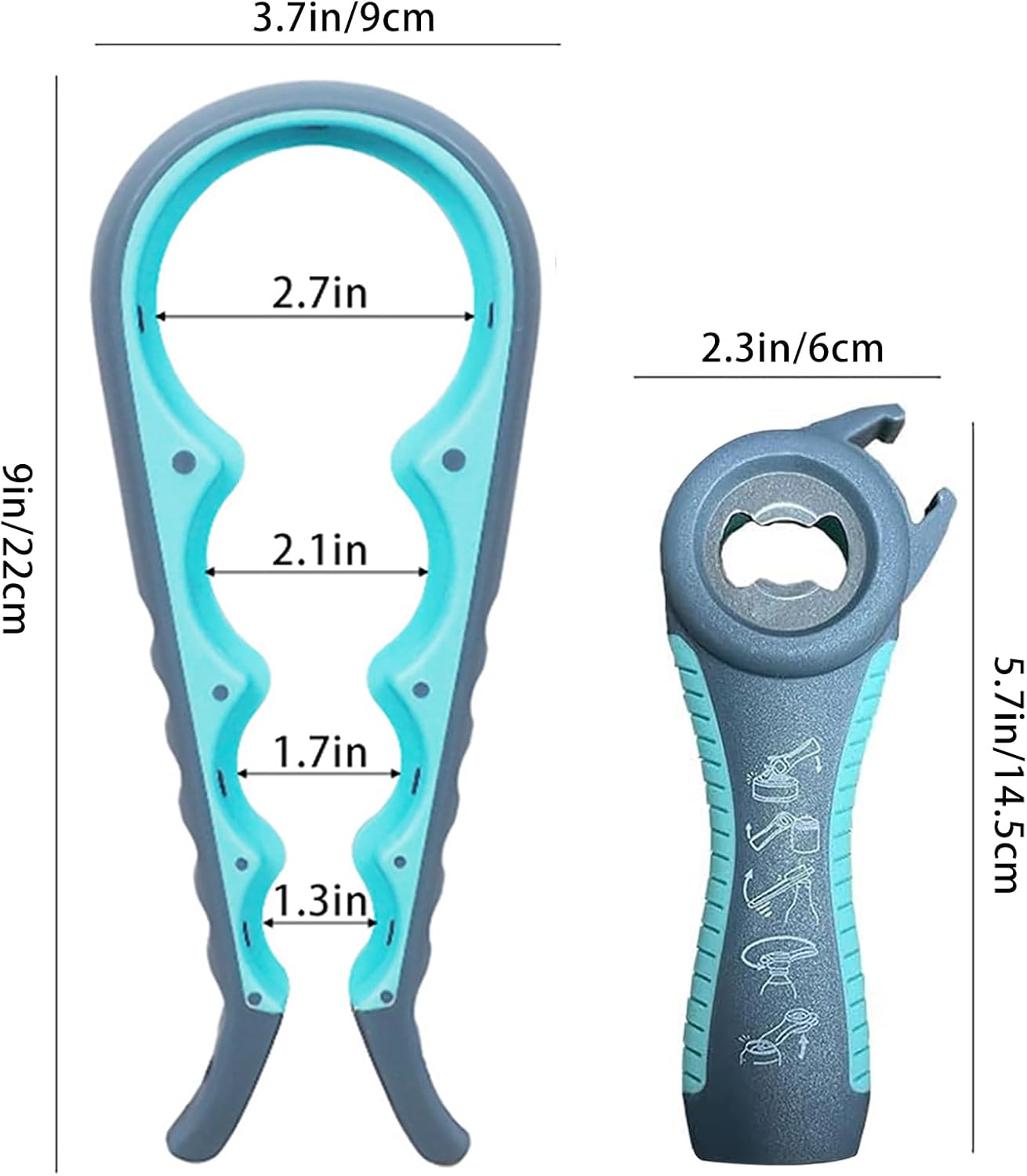 Jar Opener for Seniors with Arthritis,Jar Opener for Weak Hands,5-in-1 Bottle Opener,4-in-1 Can Opener (A-Blue)