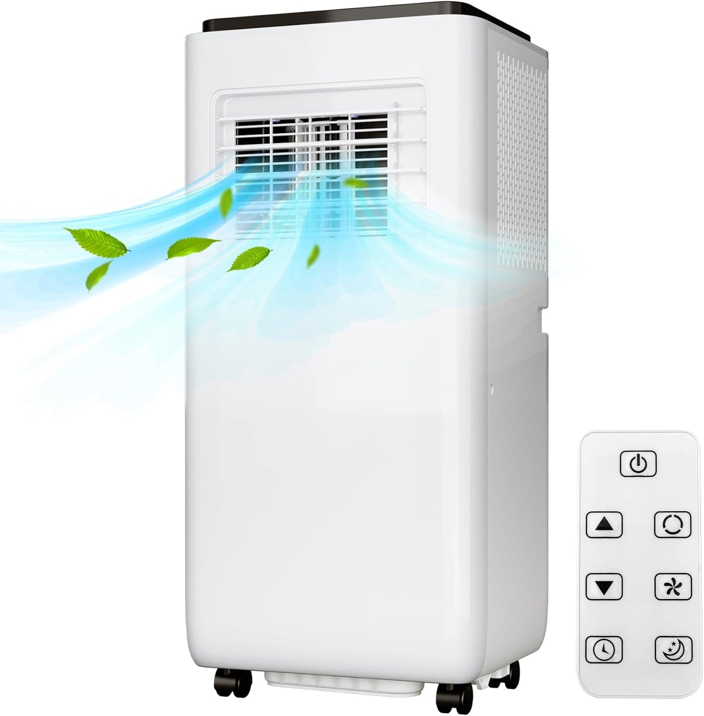 10000 BTU Portable Air Conditioner, 3 In1 Cooling Dehumidifier Fan, Quiet Fast Cooling, 4 Way Swing, LED Display, Remote, 24H Timer, 360° Wheels, Window Kit, Cools Rooms Up to 450 Sq.ft