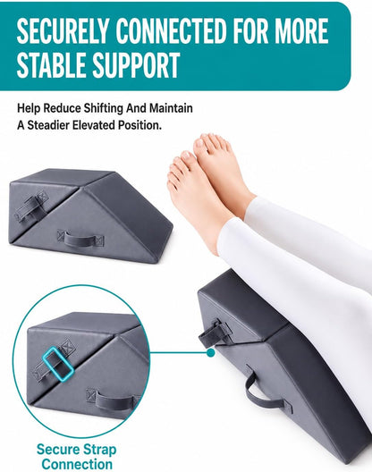 Positioning Wedge Pillow Set, 3-Piece Bed Wedge and Body Positioner for Adults, High-Resilience Foam Support Pillows for Side Sleeping, Knee Elevation, Elderly Care, Recovery, Home Care