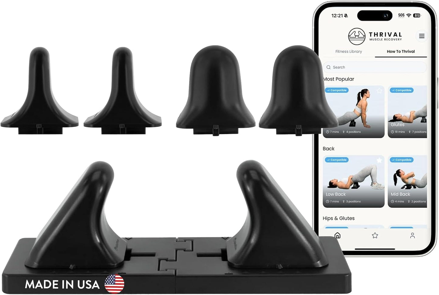 Arch Back Stretcher, Psoas Muscle Release Tool, Carbon Black | Fully Adjustable, Thrival App Compatible, Trigger Point Relief