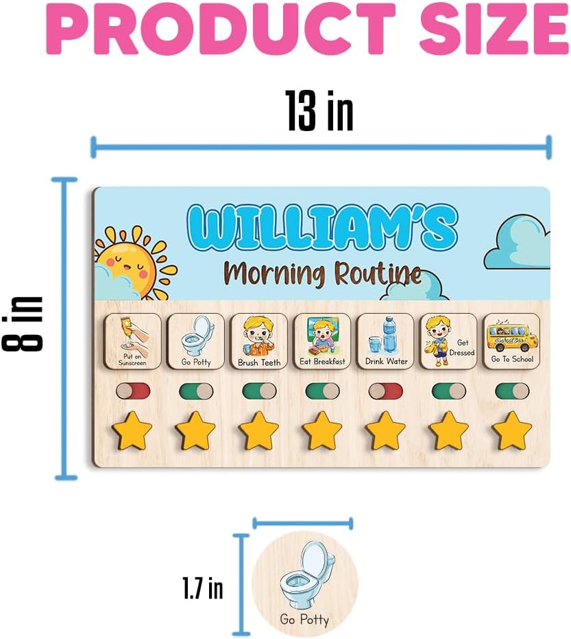 Wooden Chore Chart for Kids, Wooden Daily Routine Chart for Kids, Visual Schedule for Kids, Chore Reward Chart, Bedtime Morning Routine Chart for Toddlers