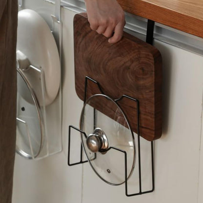 Ciieeo Cabinet Door Pot Lid Organizer over Cabinet Door Pot Lid Holder Rack for Kitchen Hanging Organizer with 4 Hooks 12.12 X 8.07 X 3.22 in Fits Lids and Cutting Boards