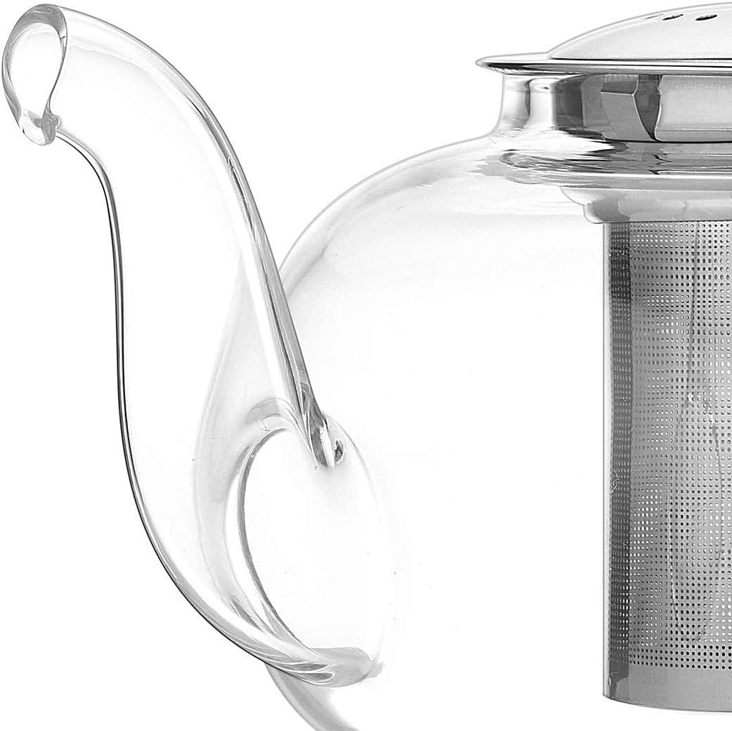 Artcome 1000ml / 34oz Glass Teapot with Removable Infuser, Stovetop Safe Teapot, Blooming and Loose Leaf Tea Pots