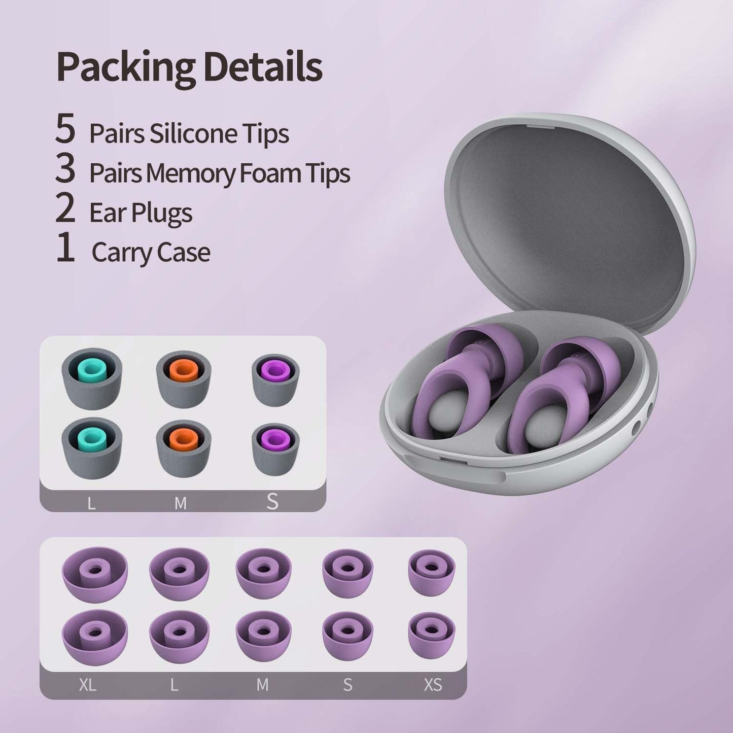 Ear Plugs for Sleeping, 25-29dB Soft Silicone Ear Plugs for Side Sleepers | Silicone Ear Plugs for Sleeping,Reusable Ear plugs with 16 Soft Tips,Noise Cancelling Sleep Earplugs for Snoring