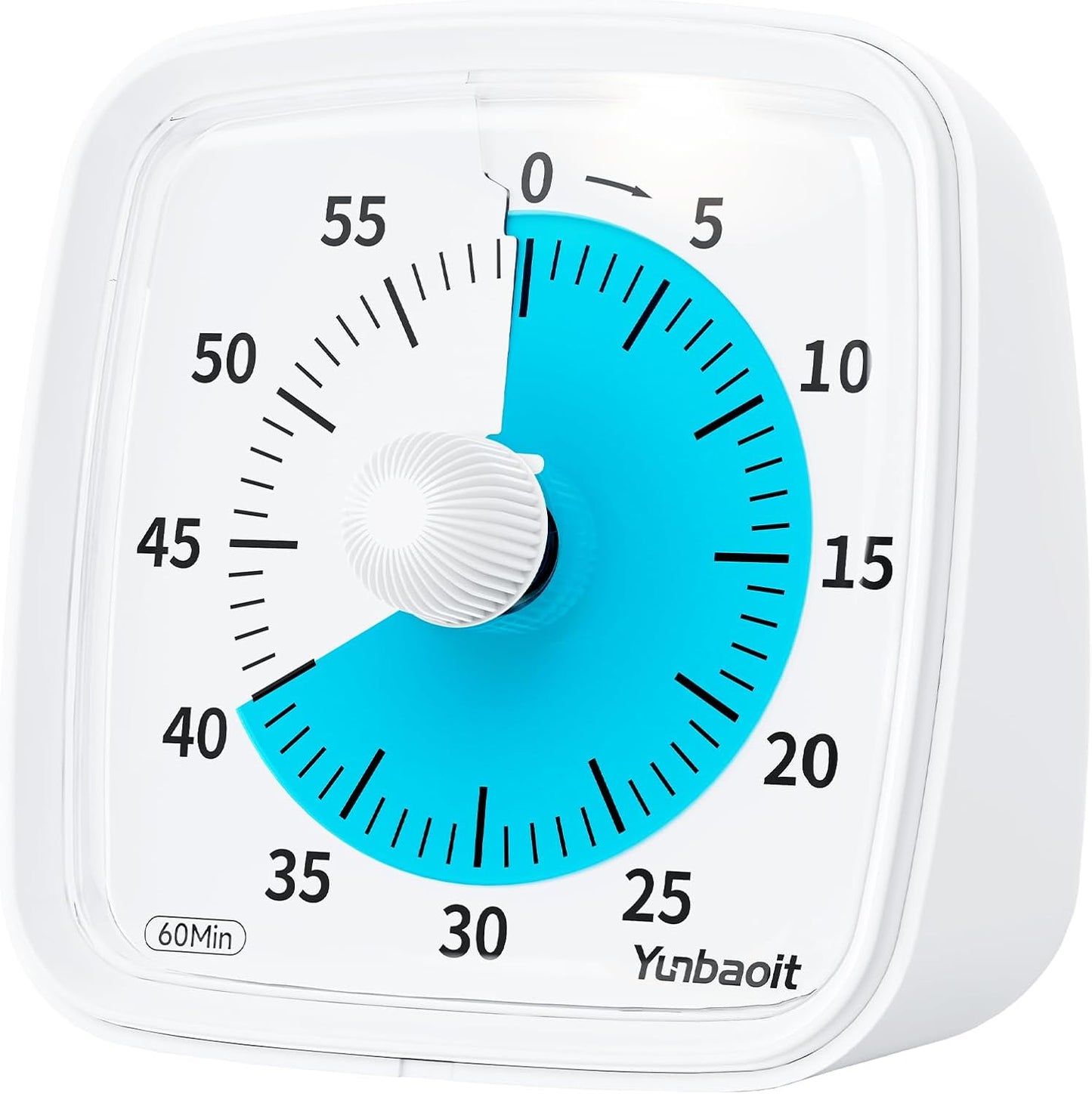 Yunbaoit Visual Timer with Night Light, 60 Minute Countdown, Light Blue | 3 Alarm Modes, Mute Flash, for Kids and Adults, Time Management Tool for Classroom, Home, School, and Work
