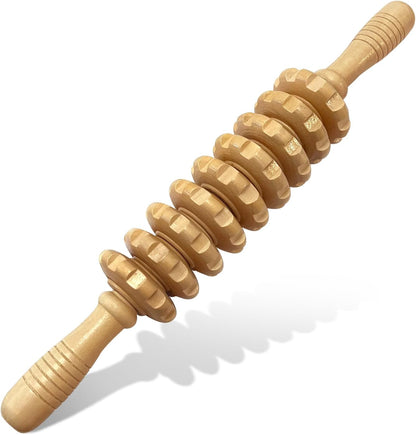 Wooden Massager Handheld Roller Trigger Point Massager Stick for Fascia, Cellulite, Muscle & Abdomen , Body Therapy Massager, Muscle Belly Relief Tool…