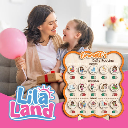 Wooden Daily Routine for Kids, Chore Chart for Toddler, Daily Responsibilities for Kids, Visual Schedule, Morning Bedtime Routine for Girls
