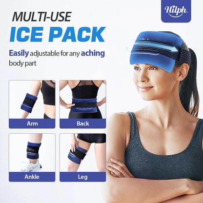 Hilph Ice Packs for Injuries Reusable, 2 Gel Packs & Adjustable Sleeve