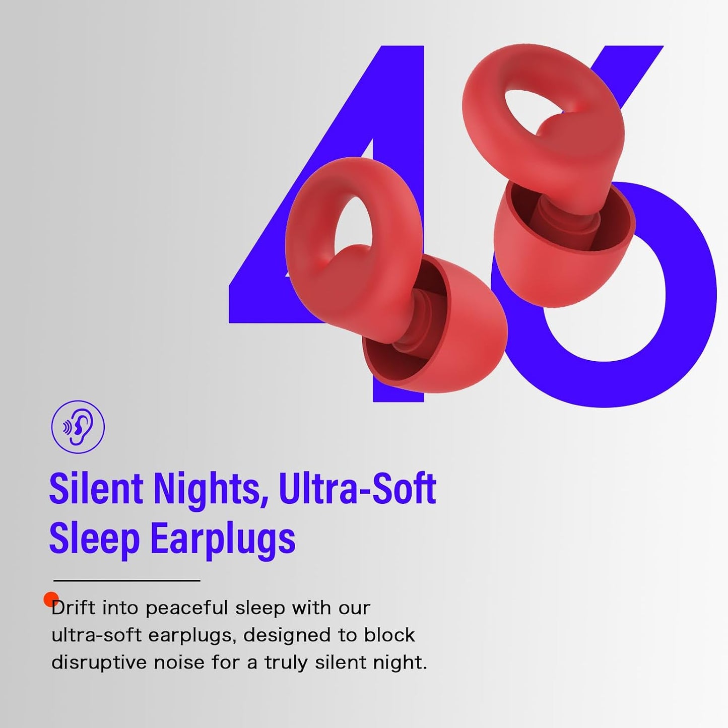 Ear Plugs for Sleeping Noise Cancelling, Reusable 35-46dB Noise Reduction Earplugs with 7 Silicone Ear Tips & Carry Case, Comfortable Hearing Protection for Sleep, Work, Study, Travel & Concerts White