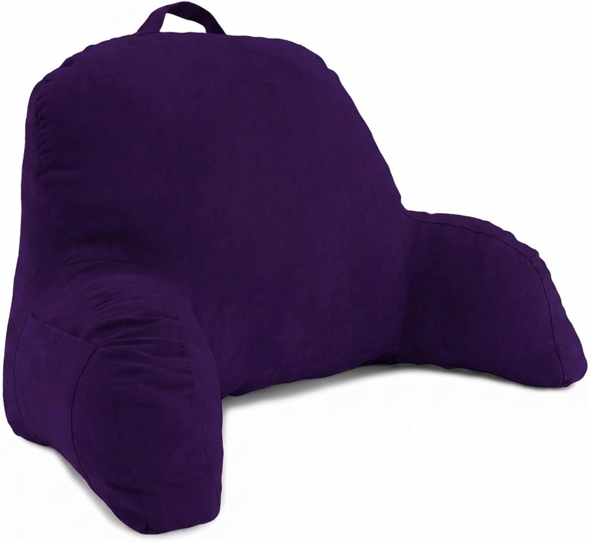 Deluxe Comfort Microsuede Bed Rest - Reading and Bedrest Lounger - Sitting Supprt Pillow - Soft But Firmly Stuffed Fiberfill - Backrest Pillow With Arms, Light Purple