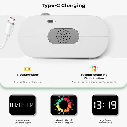 Mooking 3 in 1 Digital Alarm Clock for Bedroom with Visual Timer for Kids | Rechargeable Clock with Multiple Alarms, 199-Minute Timers Silent Non Ticking, Time Management Tools for Home School Study