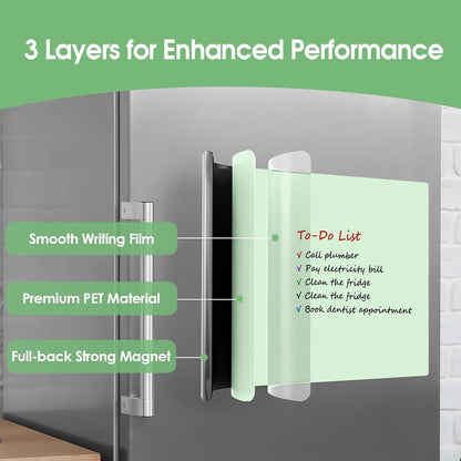 MaxGear Magnetic Whiteboard for Fridge 12x8 White 5 Pack | Strong Magnet, Dry Erase, Reusable, Easy Clean, Stain Resistant, Meal Planner, Grocery List, Family Notes, Kitchen Organizer