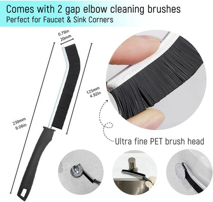 17.3" Silicone Faucet Mat for Kitchen Sink, Splash Guard with 2 Cleaning Brushes, Anti-Slip Suction Cups, 10° Slope Fast-Drain Countertop Protector, Grey