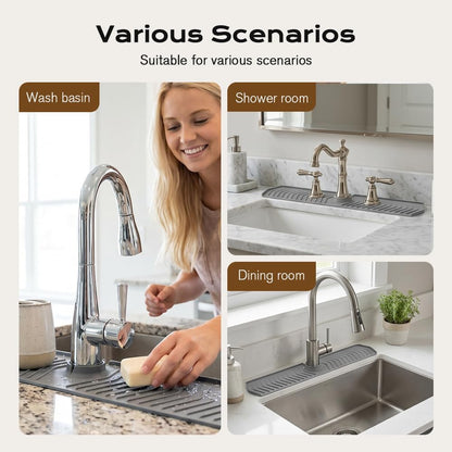 Kitchen Sink Faucet Mat, 2025 New Foldable Faucet Mat for Kitchen Sink, 30in Silicone Faucet Guard & Draining Mat Keep Countertops Dry Splash Guard (Green, 30in)
