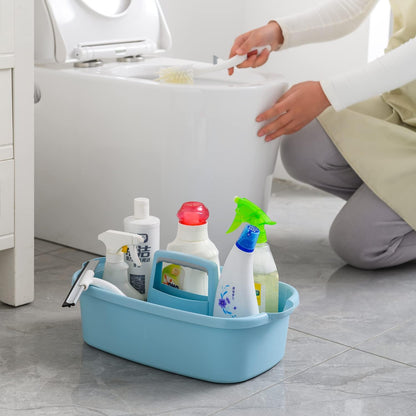 Haundry Large Cleaning Caddy with Handle, Cleaning Tool Storage Basket Organizer, Sturdy Pail Bucket Organizer, Household Bucket for Cleaning Supplies - Clear