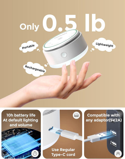 Momcozy Sound Machine for Baby | Portable White Noise Sound Machine for Sleep Rechargeable | 20 Sleep Sounds White Noise Machine with Nursery Night Light | Travel Sleep Sound Machine Battery Based