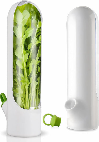 PLBSE Herb Saver Pod Containers, Herb Fresh Keeper for Refrigerator, Keeps Vegetables Fresh for 2-3 Weeks (White)