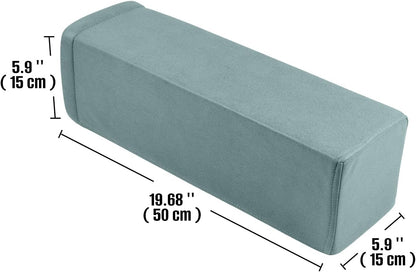 2 Pack Couch Arm Rest Pillow, 6''x6''x20'' Faux Leather Waterproof Cover, High Density Foam Armrest Cushion, Removable & Washable Elbow Support for Sofa, Bed, and Armchair (Medium Grey)