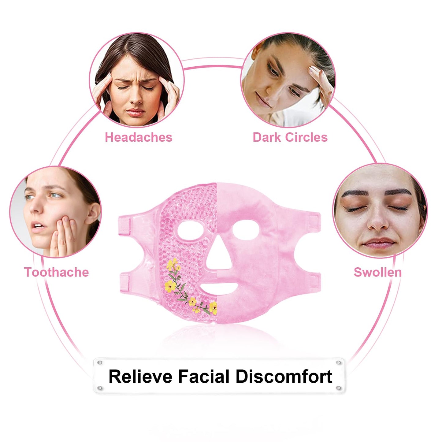 Cold Face Eye Masks Ice Face Mask Hot Cold Compress for Dark Circles, Puffiness, Migraines, Headache, Stress, Redness, Cooling Face Masks for Women Man, Skin Care
