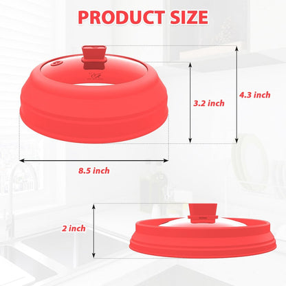 Microwave Splatter Cover Glass Splatter Guard Lid with Collapsible Silicone for Food Pot Cover Plate Cover 10.8 inch Black