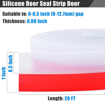 Draft Seal Tape for Doors and Windows 2 in x 20 Ft Silicone Weather Stripping Extra Thick 2mm Door Seal Strip with Strong Adhesive Draft Insulation Stopper Side Seal - Clear