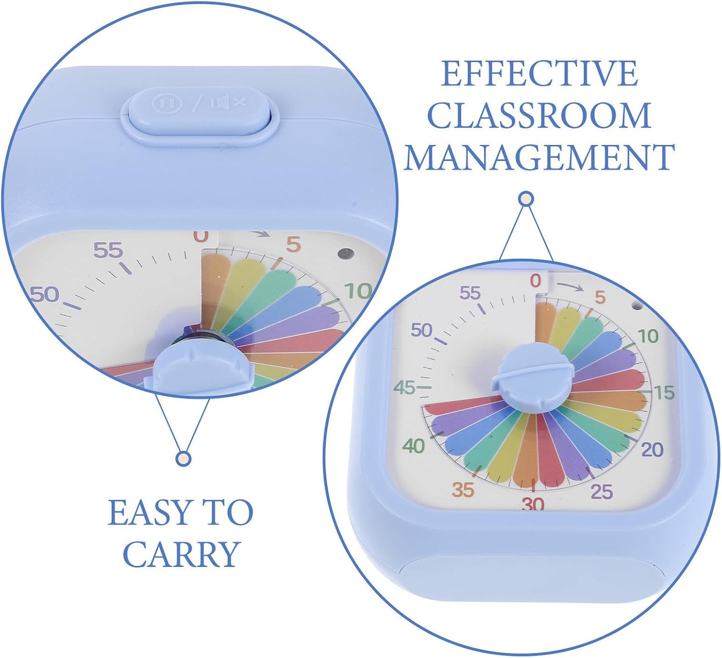 Visual Timer for Kids Toddlers, 60 Minute Countdown Clock | Rainbow Disk Pomodoro Timers for Classroom Kitchen Office, Desk Silent Time Management Tool Pomodoro Timers (3.5 Inch)