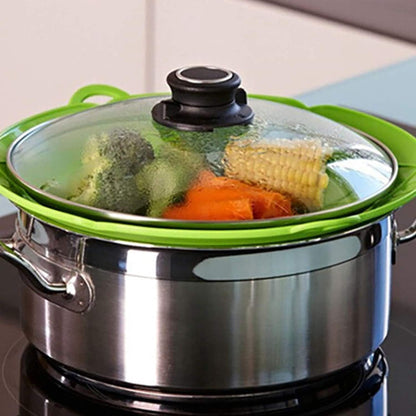 SHERICH 1Pc Spill Stopper Lid Cover And Spill Stopper, Boil Over Safeguard,Silicone Spill Stopper Pot Pan Lid Multi-Function Kitchen Tool