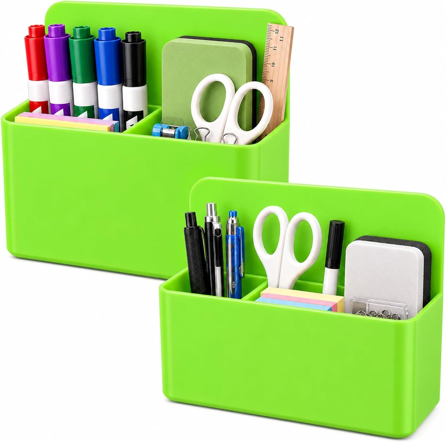 Magnetic Pencil Pen Holder, 2 PCS Magnetic Dry Erase Marker Holder for Whiteboard, Black White Magnet Storage Pencil Cup Case Fridge Organizers Locker Accessories for Office School Teacher Must Haves