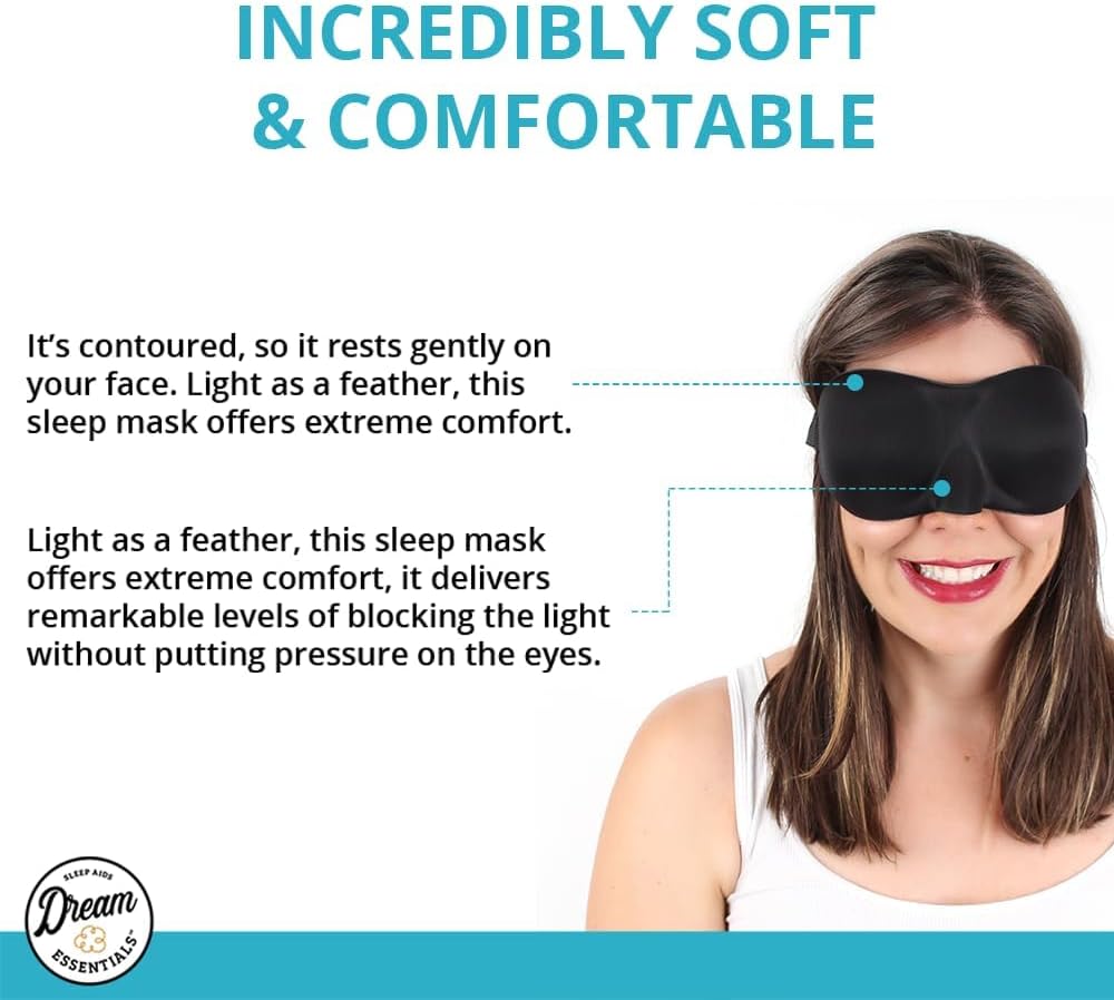Dream Essentials Sweet Dreams Contoured Sleep Mask Kit, Royal Blue Eye Mask for Sleeping with Travel Pouch, Earplugs, Lash Space, Quick Release Strap, Light Blocking Travel Accessories Gift Set | Royal Blue contoured sleep mask kit with pouch, earplugs,