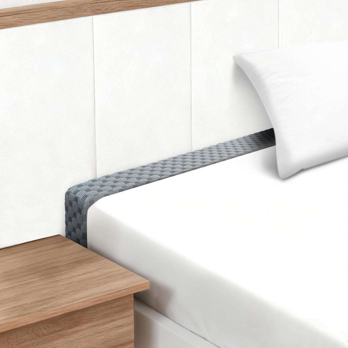 Headboard Bed Gap Filler, High Density Foam Mattress Extender Pillow, Removable, Gray, 39"x2"x6"