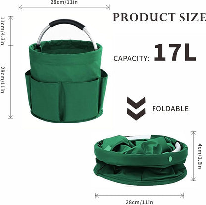 Cleaning Caddy with Handle,Cleaning Supplies 17L Foldable Storage Basket | Portable Multi Bucket Organiser Mop Bucket for Home Garden (Black)-11 x 11inches