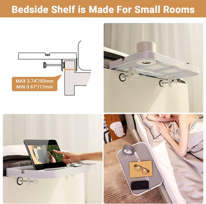KIWIFOTOS Raised Bedside Shelf for Bed Tray Table Under Mattress
