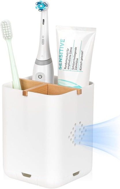 Toothbrush Holders for Bathrooms, Electric Toothbrush Holder, White | Toothbrush and Toothpaste Organizer for Bathroom Countertop, 3 Slot Vanity Storage