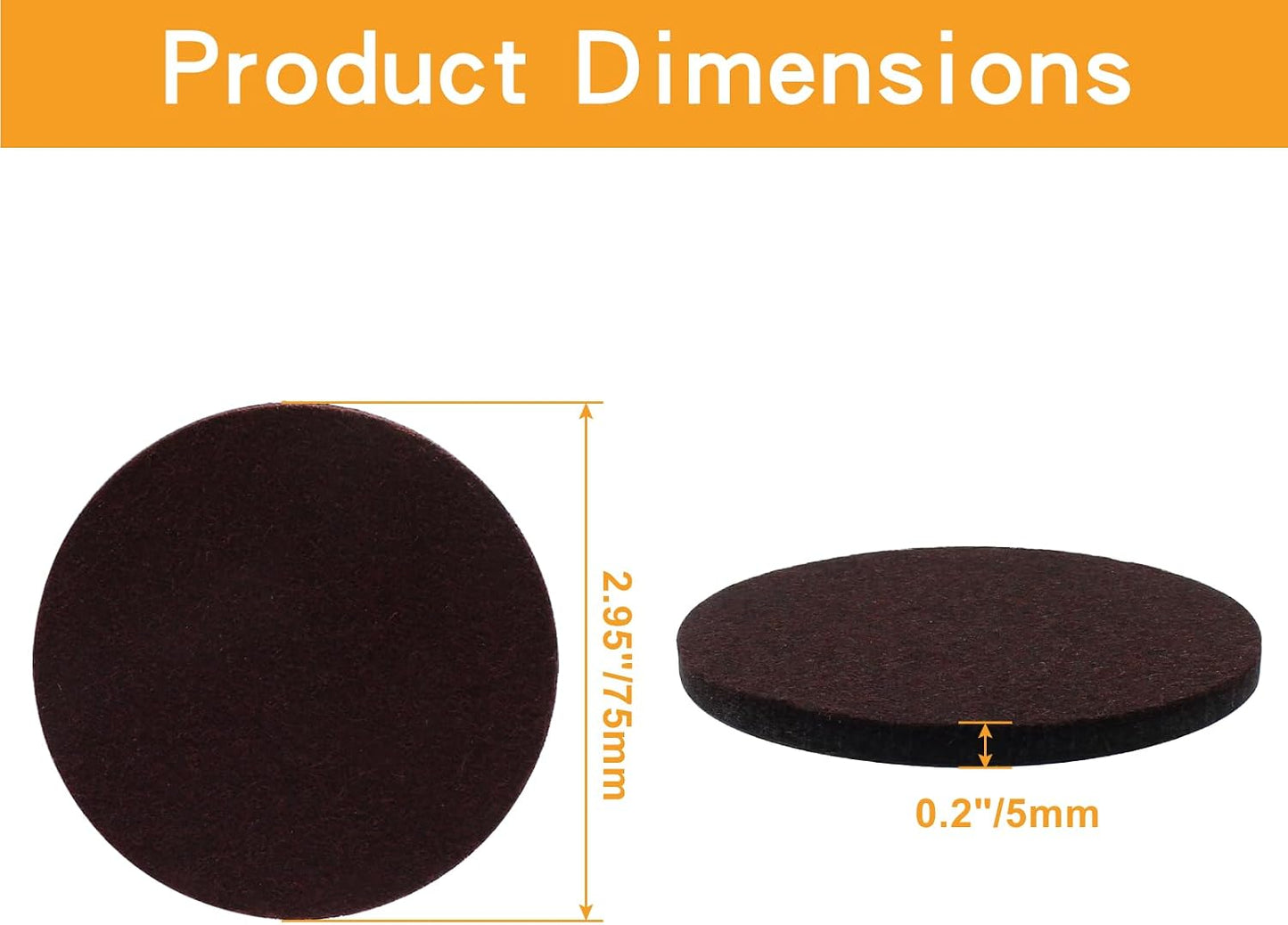 48 Pcs 1-1/2"/38mm Felt Furniture Pads Brown Round | Self Adhesive, 5mm Thick, Anti Scratch Floor Protectors, For Furniture Feet Chair Legs
