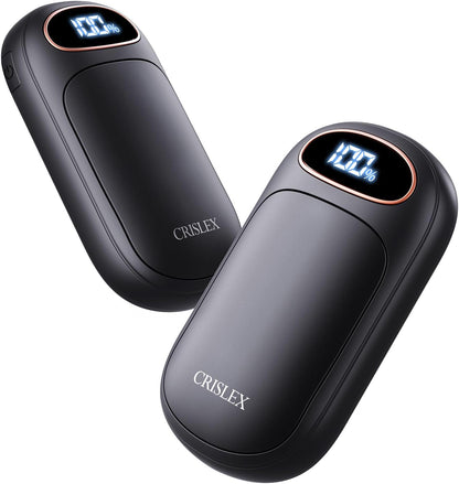 CRISLEX Electric Hand Warmers Rechargeable 2 Pack, 4 Levels Fast Heat, Reusable Hand Warmers with LED Display, Portable Magnetic Pocket Heater, Gifts for Christmas, Men, Women, Raynauds, Hunting, Golf