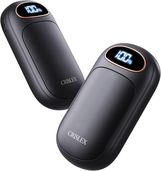 CRISLEX Electric Hand Warmers Rechargeable 2 Pack, 4 Levels Fast Heat, Reusable Hand Warmers with LED Display, Portable Magnetic Pocket Heater, Gifts for Christmas, Men, Women, Raynauds, Hunting, Golf