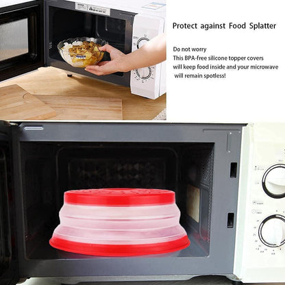 Microwave Splatter Cover Collapsible Microwave Cover for Food 10.5 inch | Easy Grip Handle, Fruit Drainer, BPA-Free, Dishwasher Safe, Grey