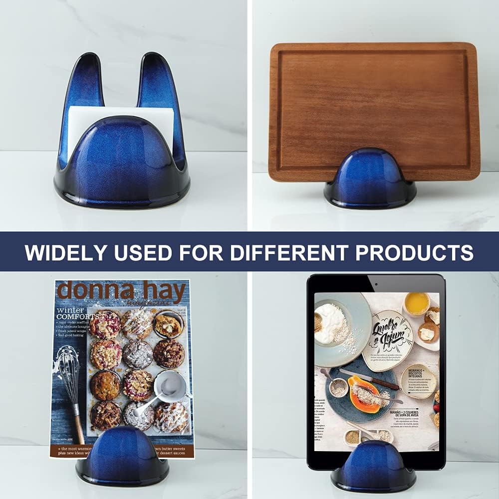 Nihow Ceramic Pot Lid Holder While Cooking for Kitchen Counter/Stove Top | Blue,Stable, Dishwasher Safe, Keep Counter Top Tidy and Clean,Water Proof,Saving Space,Heat Resistant