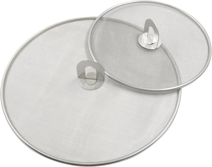 2Pcs 10" & 13" Stainless Steel Splatter Screen | Splatter Guard, Ultra Fine Mesh, Cooking Protector, Frying Cooking/Kitchen Use