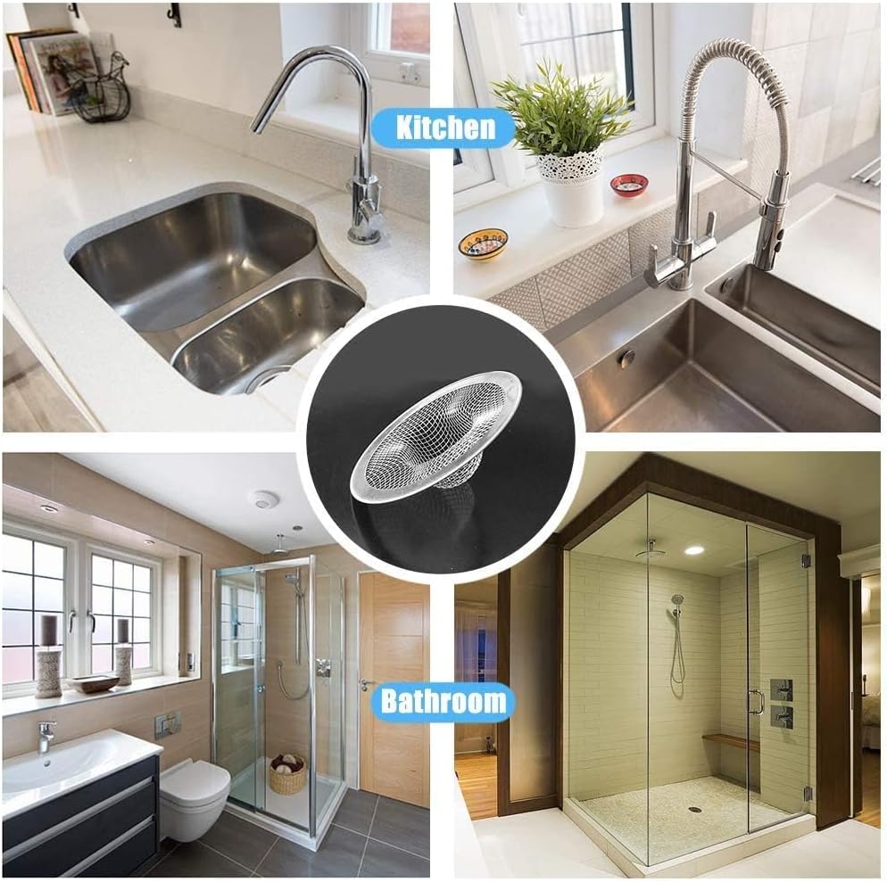 Shower Hair Drain Catcher, Stainless Steel Hair Catcher for Sink Bathroom Tub Drain Hair Catcher By Lechay (2pc)