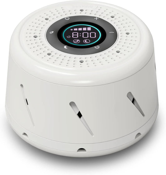 Real Fan White Noise Machine Sleep Sound Machine with Smart Mode, Timer & LED Display for Better Sleep, Office Privacy, Travel & Baby (White)