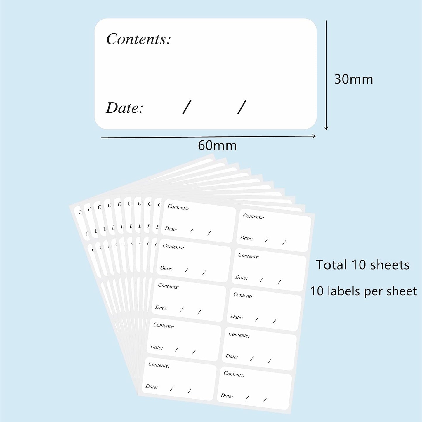 Hybsk Removable Freezer Labels Easy Peel Off - Frozen Food Storage Labels that Leave No Sticky Residue After Use (Type 1)