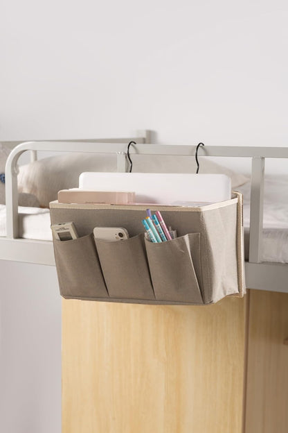 Bedside Caddy/Bedside Storage Organizer Hanging Bag with Three Options,Suitable for home beds, sofas, and dormitory beds—can hold magazines, books, phones, iPads, remote controls. (Gray)