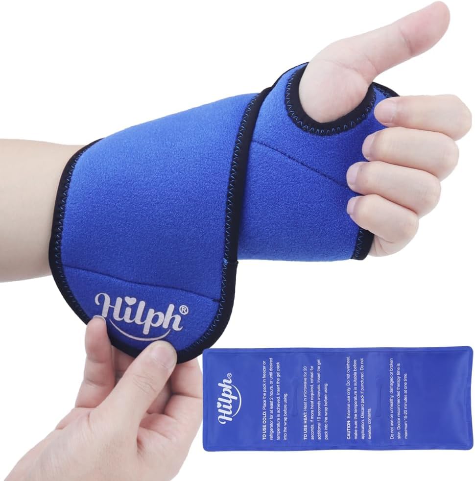 Hilph Wrist Ice Pack Wrap, Carpal Tunnel Relief Wrist Brace with Gel Pack